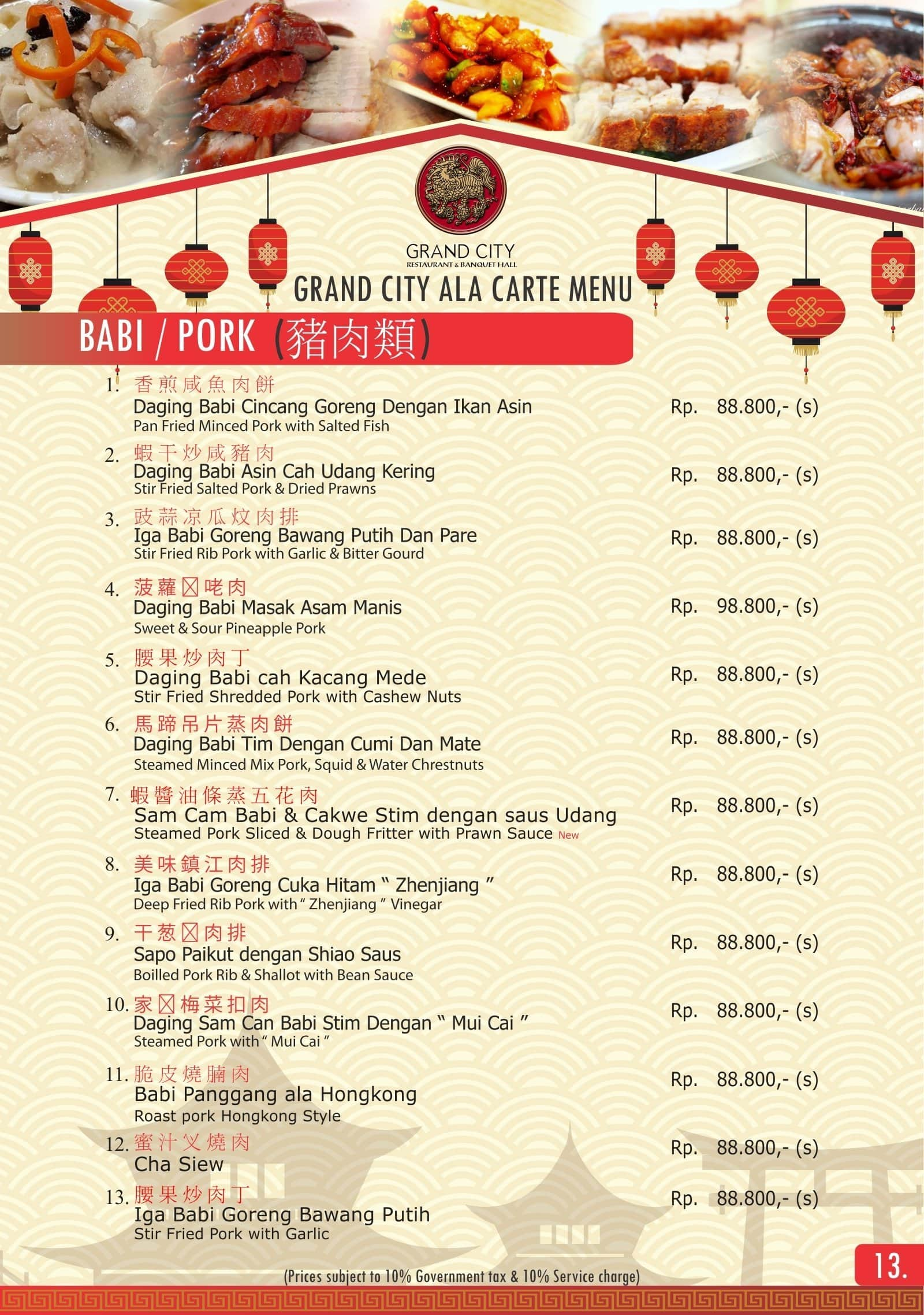 Menu at Silver Spoon cafe, North Jakarta