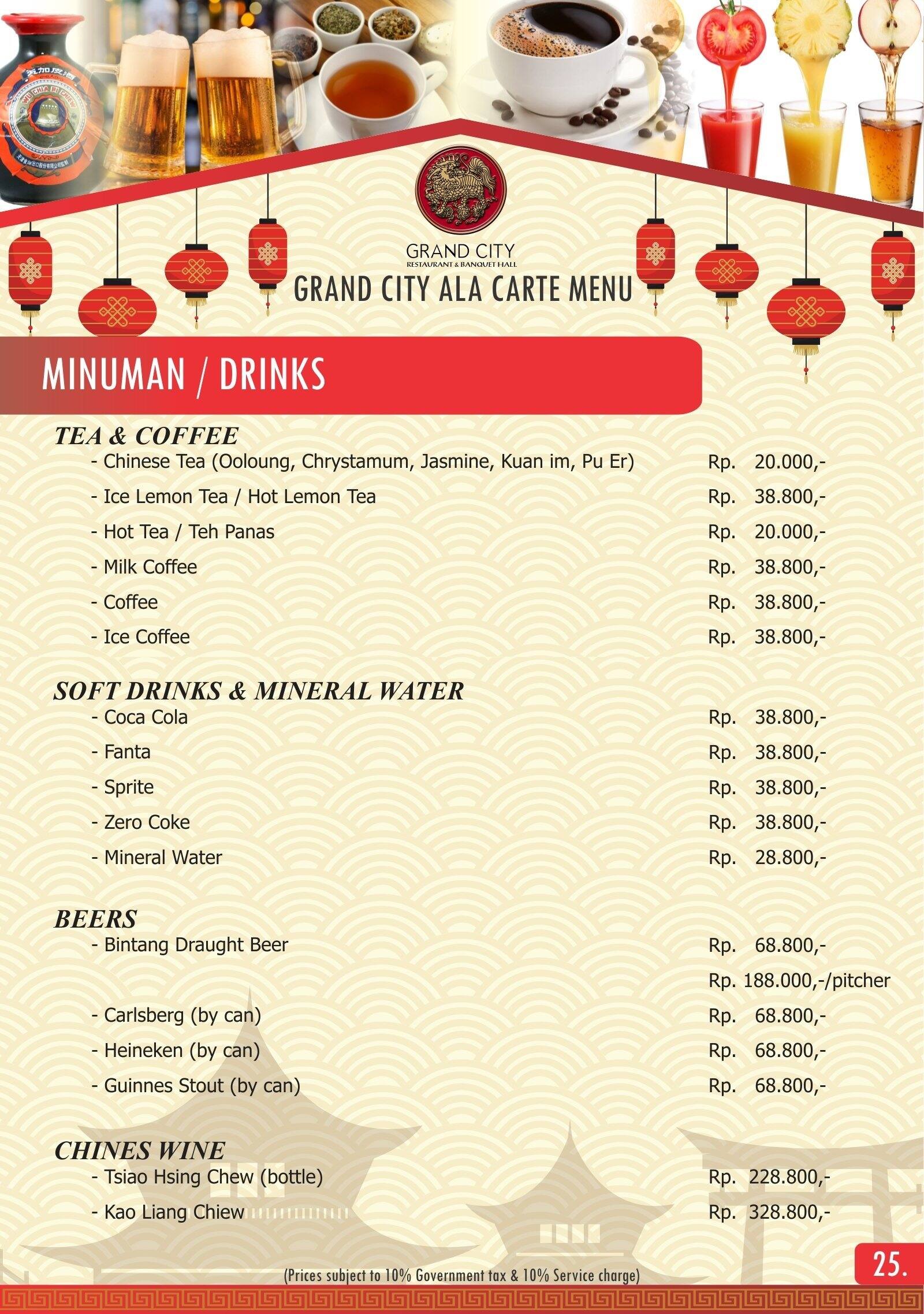 Menu at Silver Spoon cafe, North Jakarta