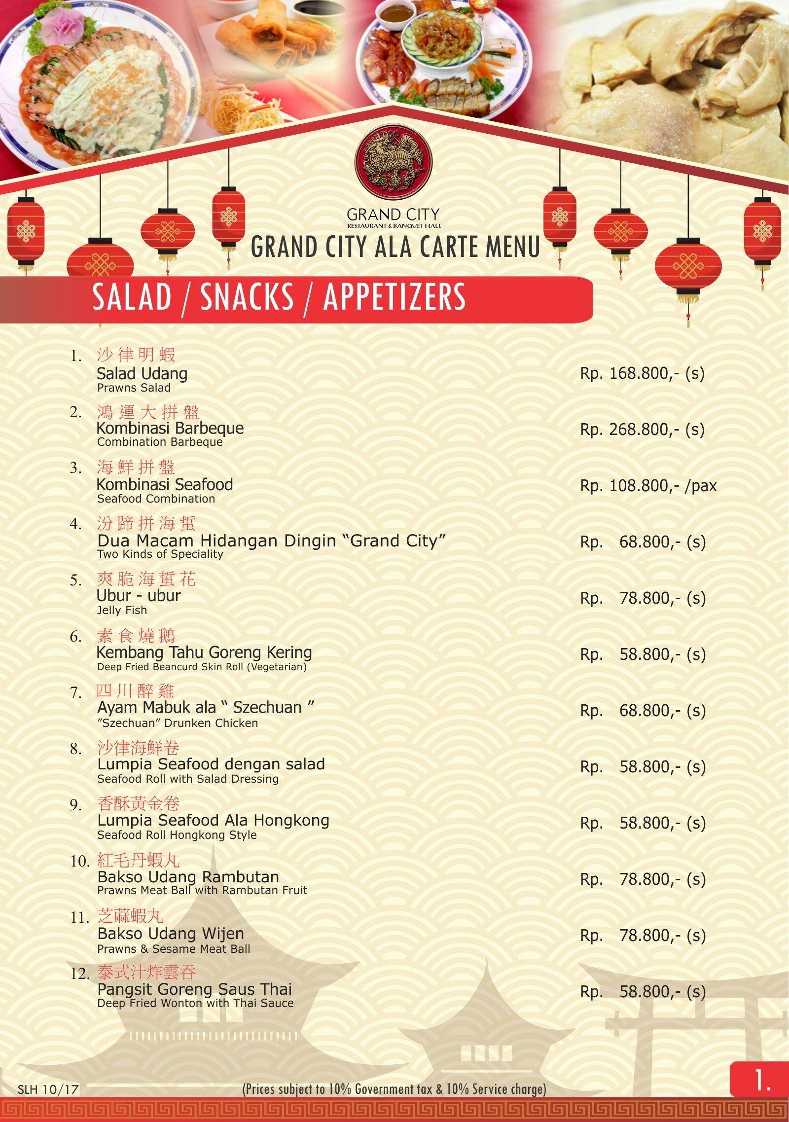 Menu at Silver Spoon cafe, North Jakarta