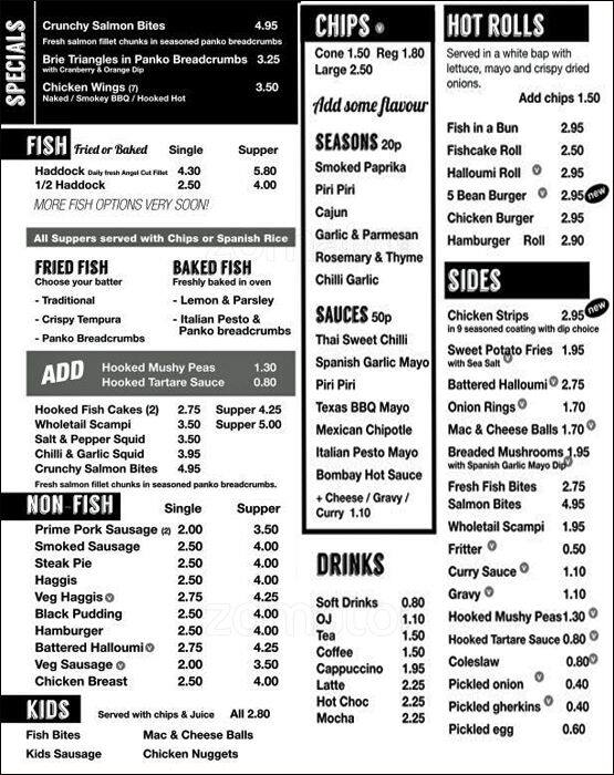 Hooked Menu, Menu untuk Hooked, Mount Florida, Glasgow Zomato UK