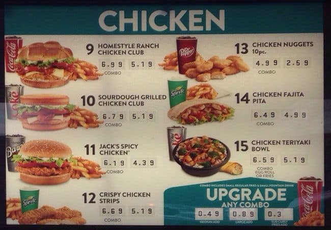 jack in box menu with prices