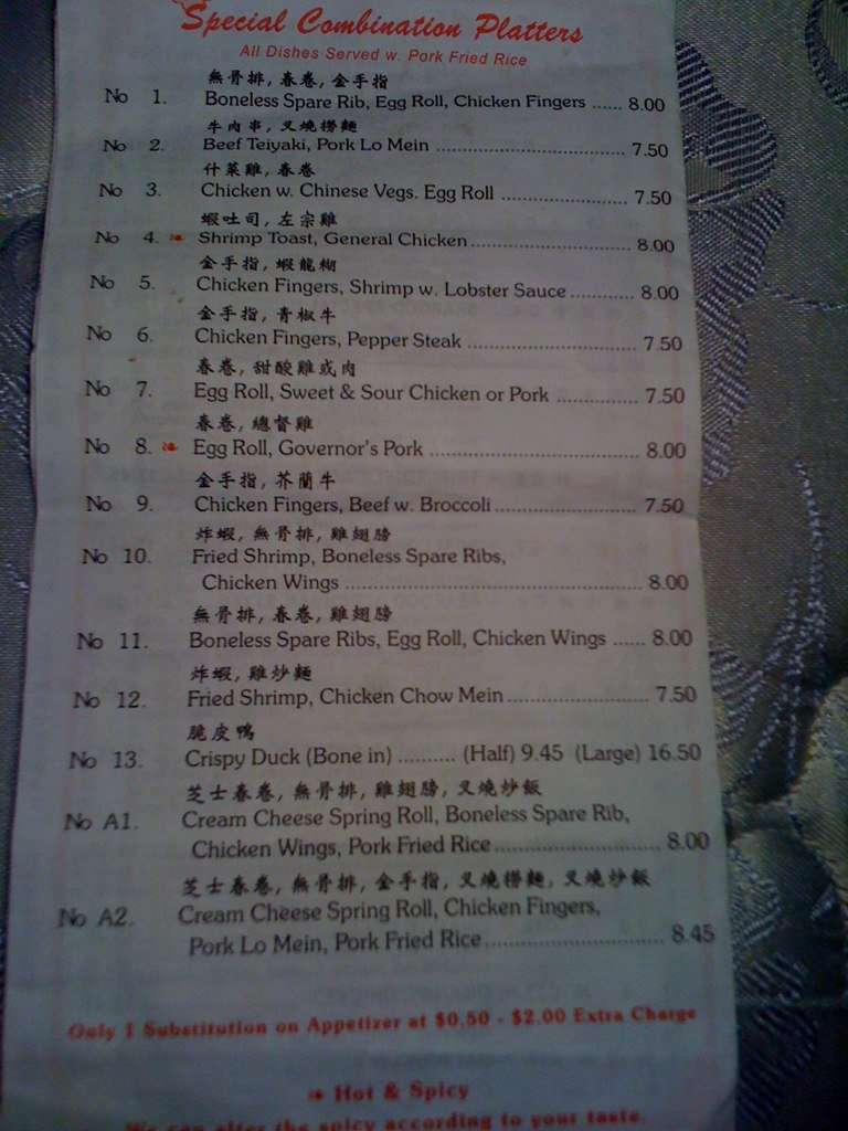 Menu at Tung Shing Dragon restaurant, Westfield