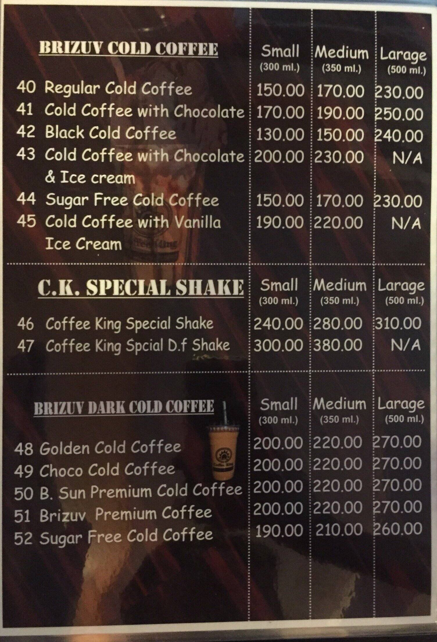 Coffee King Menu, Menu for Coffee King, Oshiwara, Andheri West, Mumbai