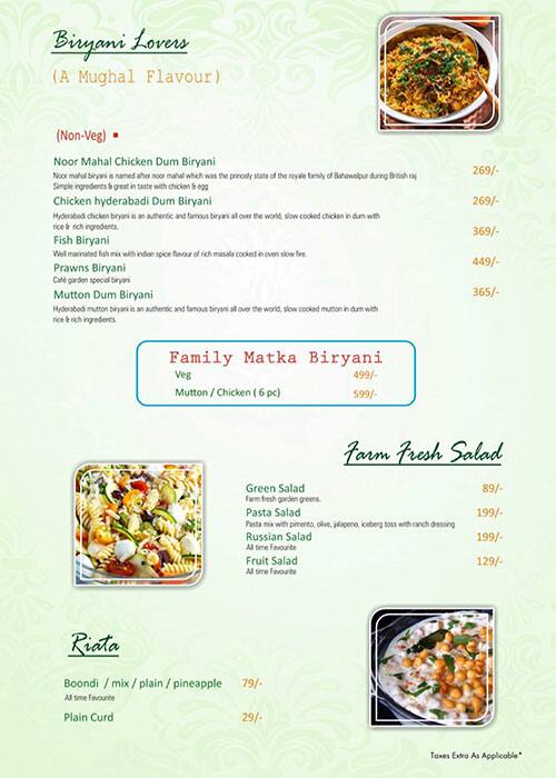 Menu At Cafe Garden Villa Patna