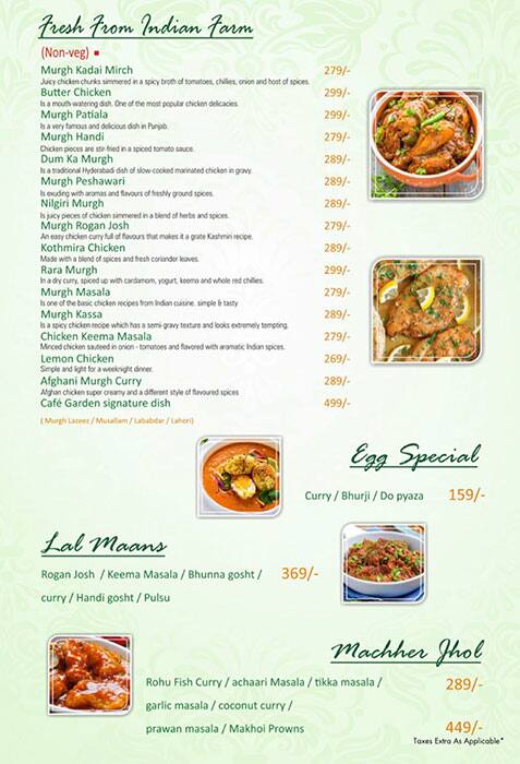 Menu At Cafe Garden Villa Patna