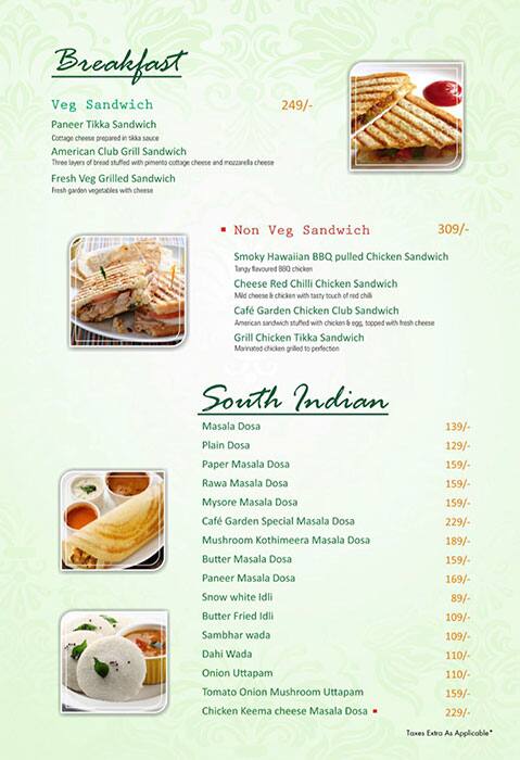 Menu At Cafe Garden Villa Patna