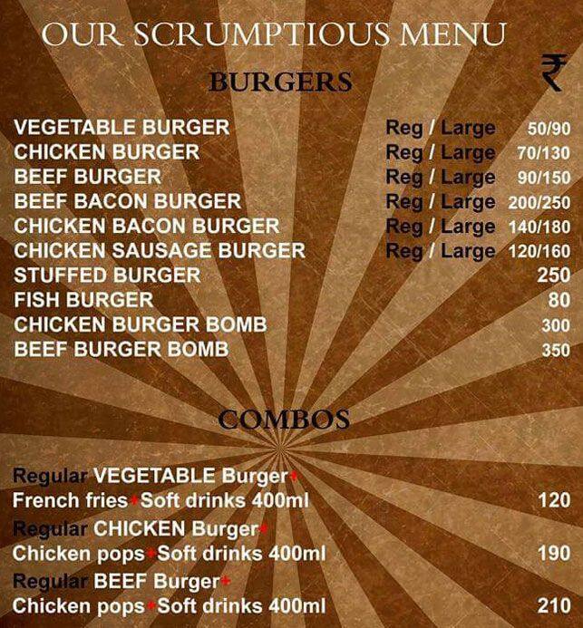 Bada Bing Burgers menu