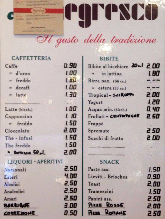 Menu di Pausa Caffe' 