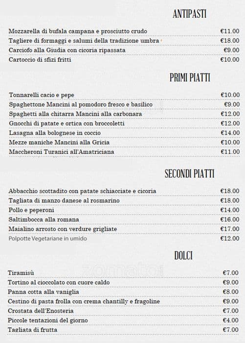 Menu di EnOsteria Capolecase 