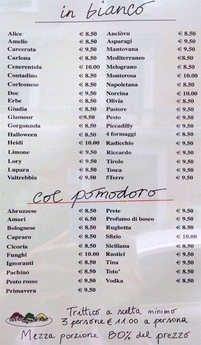 Menu di A Casa Di Alice Spaghetteria 