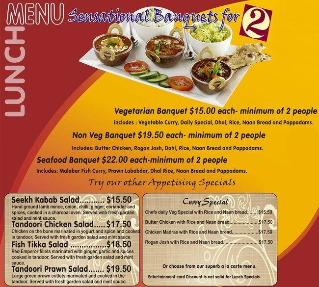 Chutney Mary's Menu, Menu for Chutney Mary's, Rockingham, City of