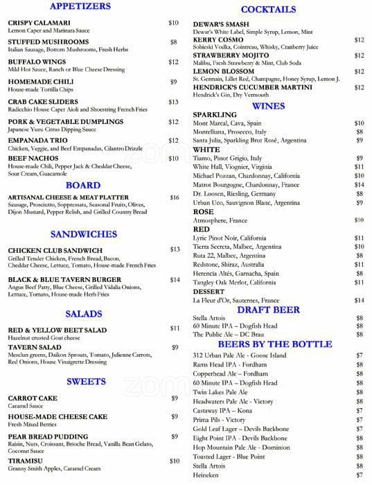 Carta de Blue Bar