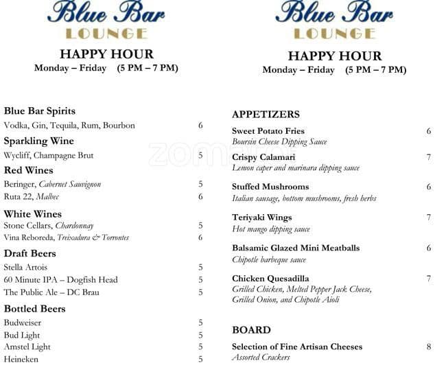 Carta de Blue Bar