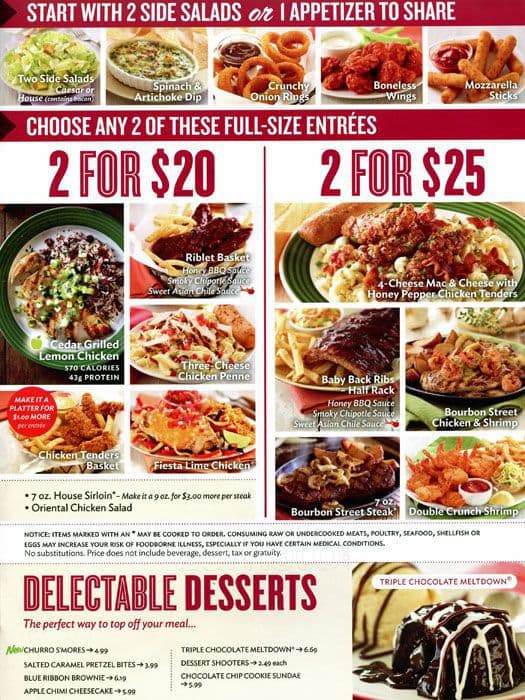 Menu at Applebee's Grill + Bar, Cedar Park, Lakeline Mall Dr