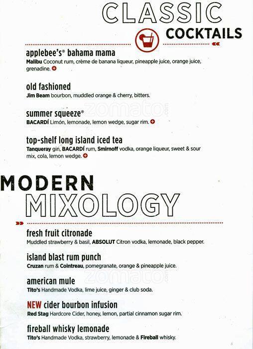 Applebee's menu