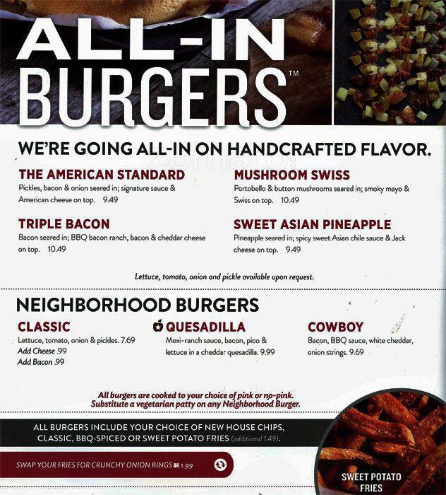 Applebee's menu