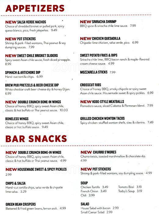 Applebee's menu