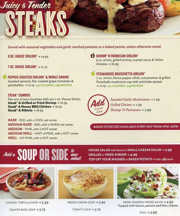 Applebee's menu