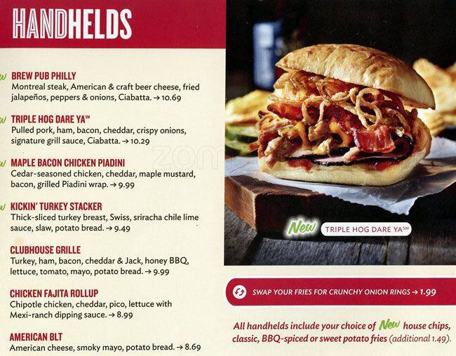 Applebee's menu