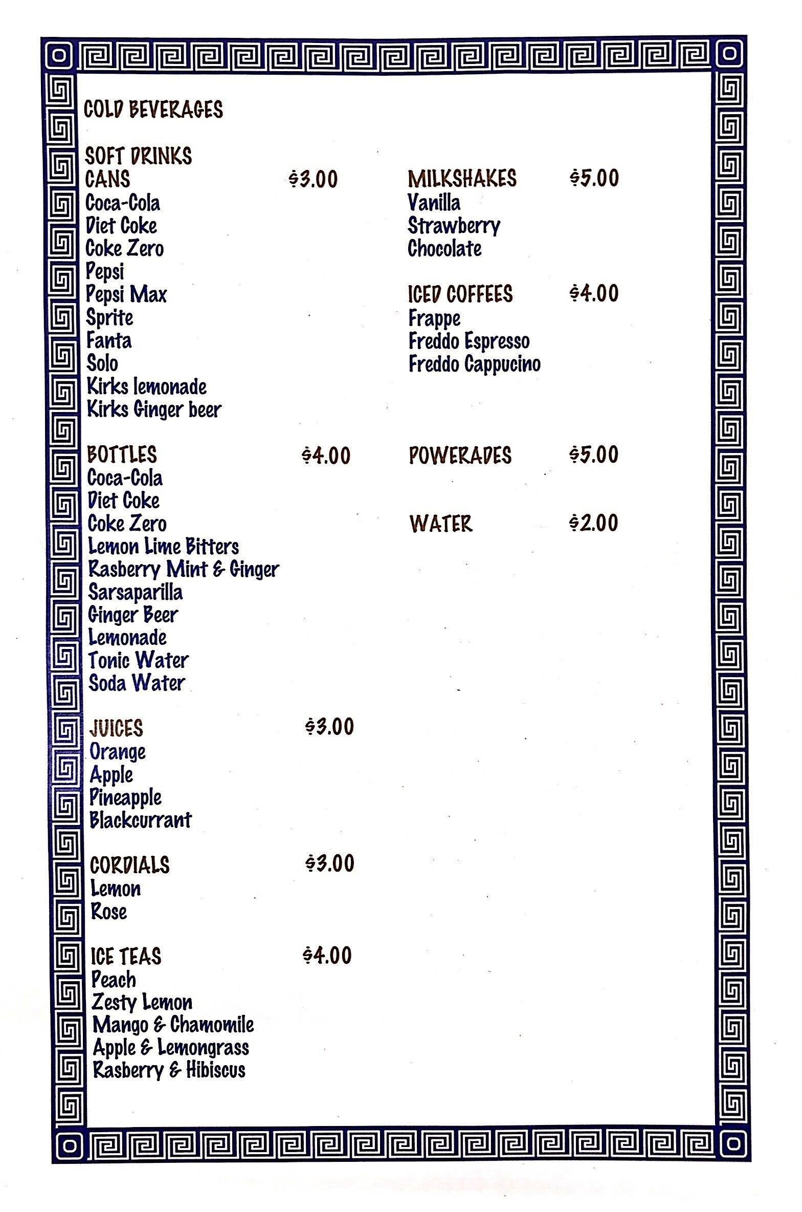 Menu at KAFENIO Brisbane restaurant, West End, 8 Vulture St