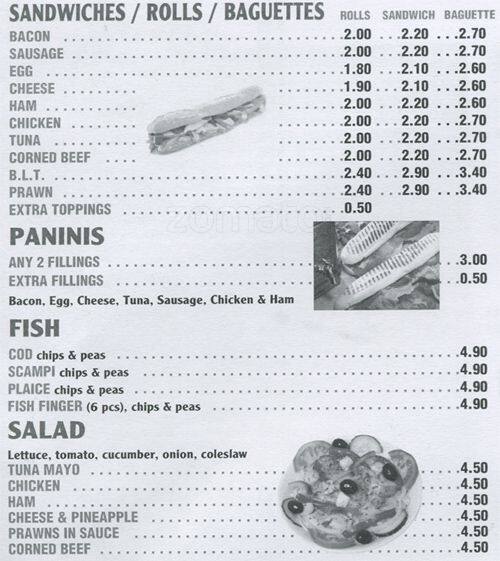 Menu at Hills Cafe, Enfield