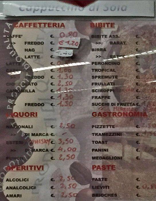 Menu de L'Angolo