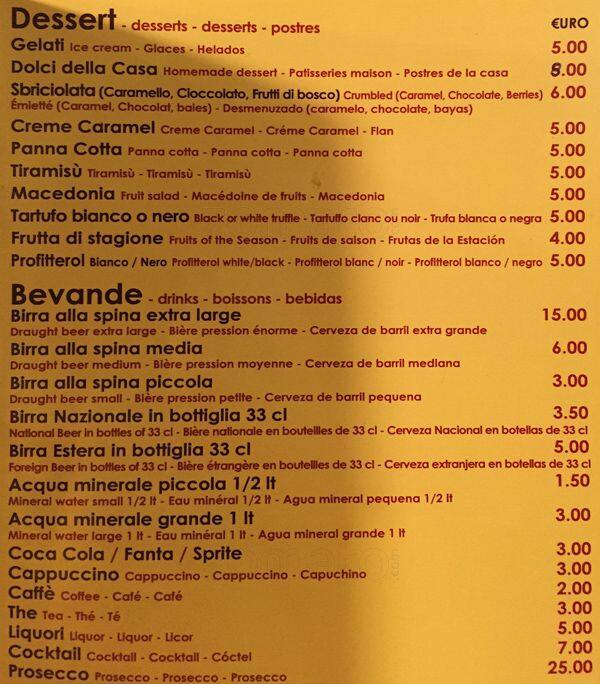 Menu di Rome 