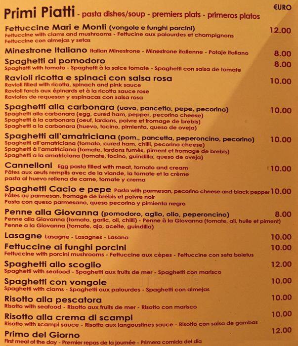 Menu di Rome 
