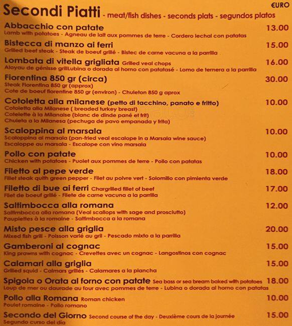 Menu di Rome 