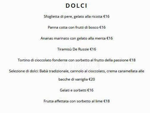 Menu di Hotel de Russie 