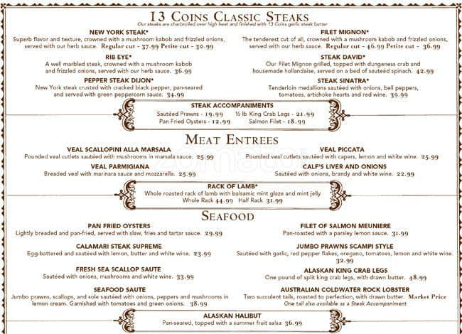 13 coins seattle menu prices