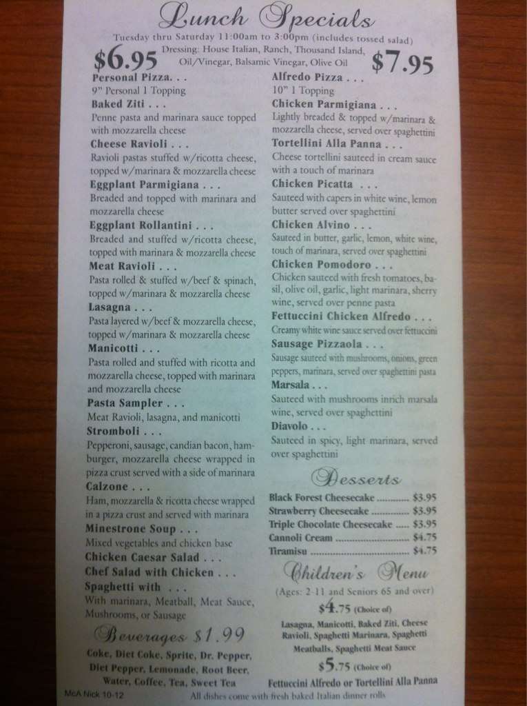 Napoli's Italian RestaurantMcAlester Menu Urbanspoon/Zomato