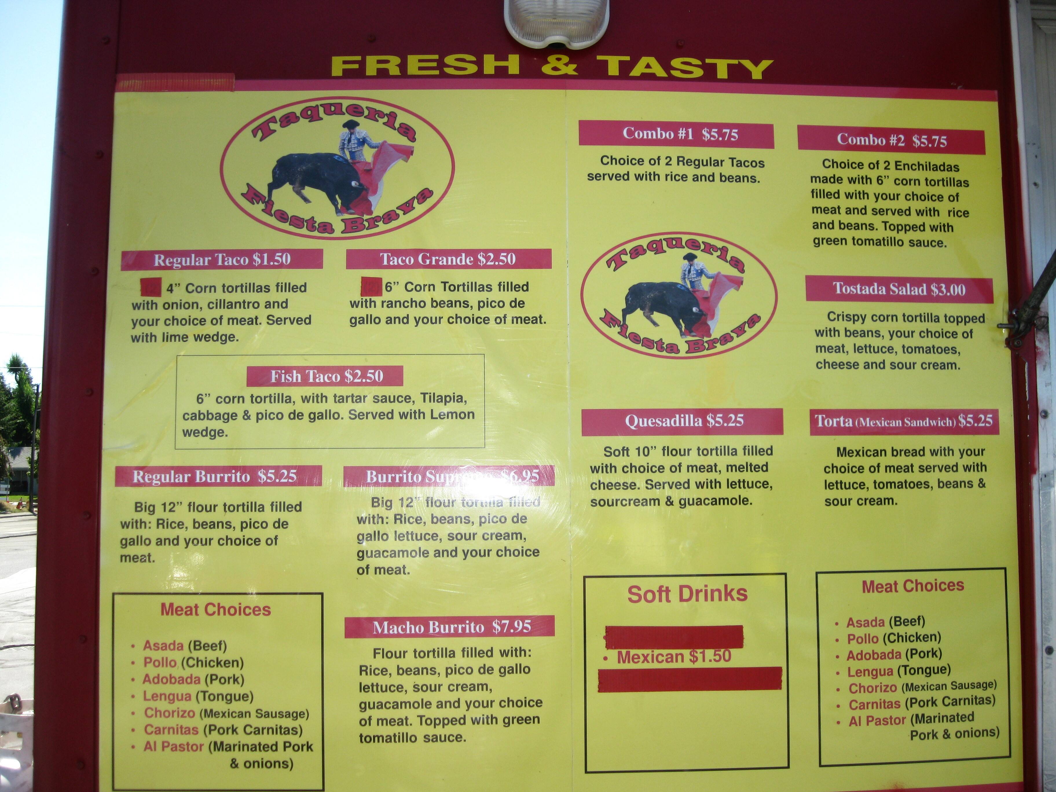 Taqueria Fiesta Brava Menu Menu For Taqueria Fiesta Brava Spokane Spokane