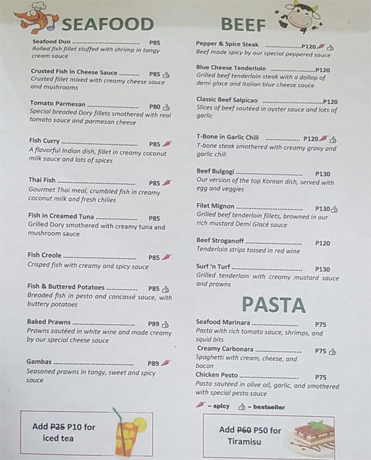 Hobby Menu Menu at Xtreme Hobby Cafe, Manila