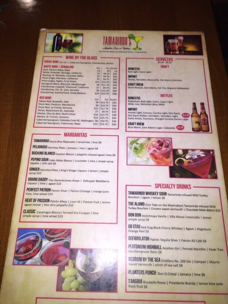 Tamarindo's Margarita Bar and Cantina Menu Urbanspoon/Zomato