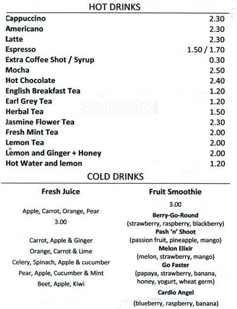 Piacere Cafe menu