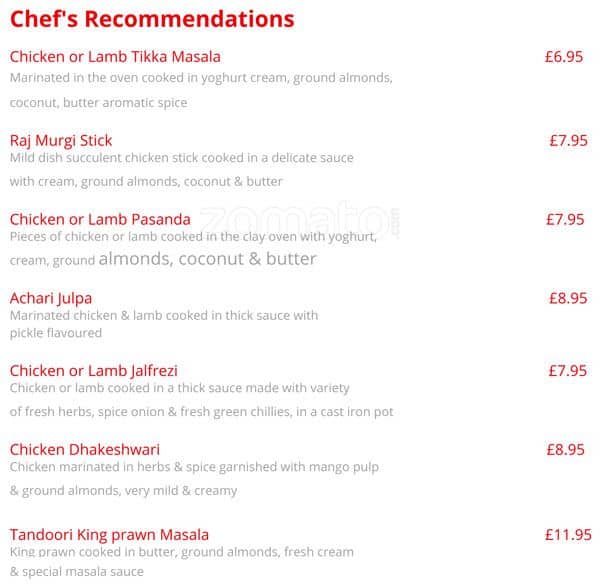 Haweli Of Sutton Indian Restaurant menu