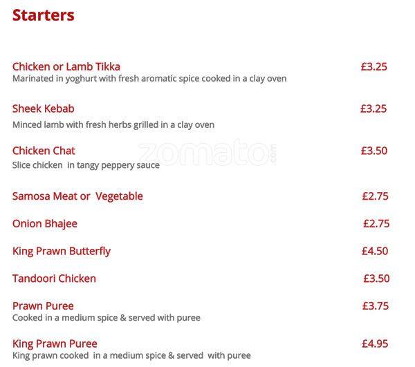 Haweli Of Sutton Indian Restaurant menu