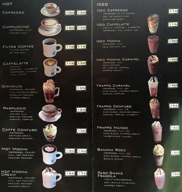 Caffe Pascucci Menu, Menu for Caffe Pascucci, Glorietta Complex, Makati ...