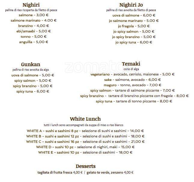 Menu di White Sushi 