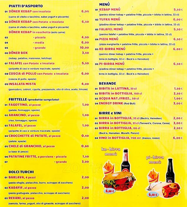 Menu di Istanbul Lambrate 