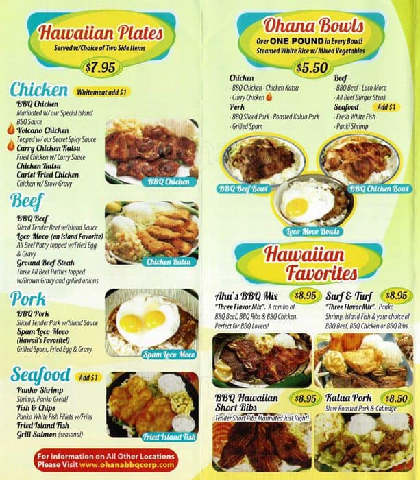 Ohana Hawaiian BBQ Menu, Menu for Ohana Hawaiian BBQ, Santa Rosa, Santa ...