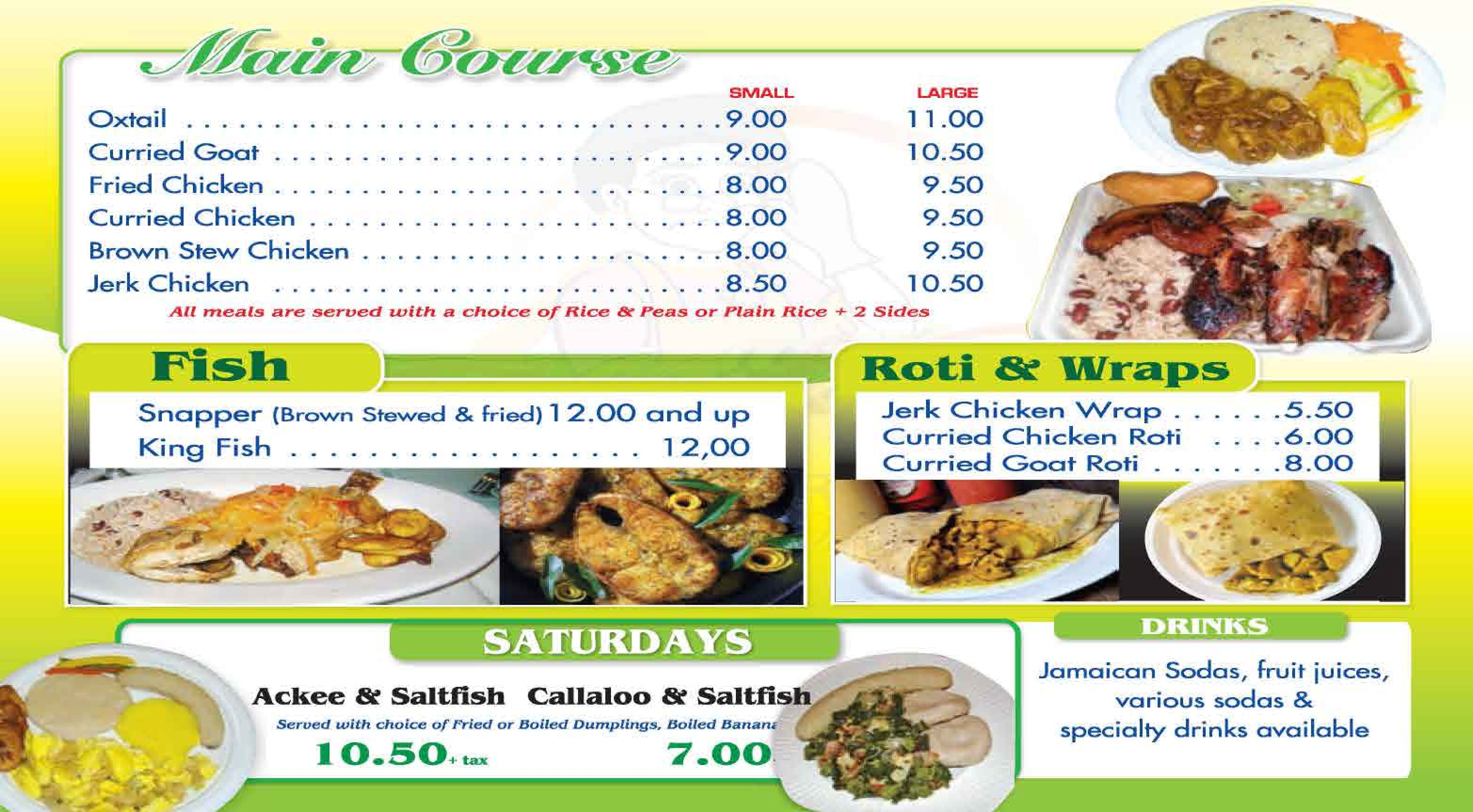 Menu at SW Caribbean Delights restaurant, Lakeland