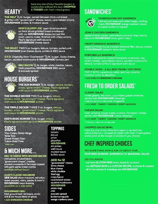 Wahlburgers Menu, Menu For Wahlburgers, Downtown, Detroit - Urbanspoon ...