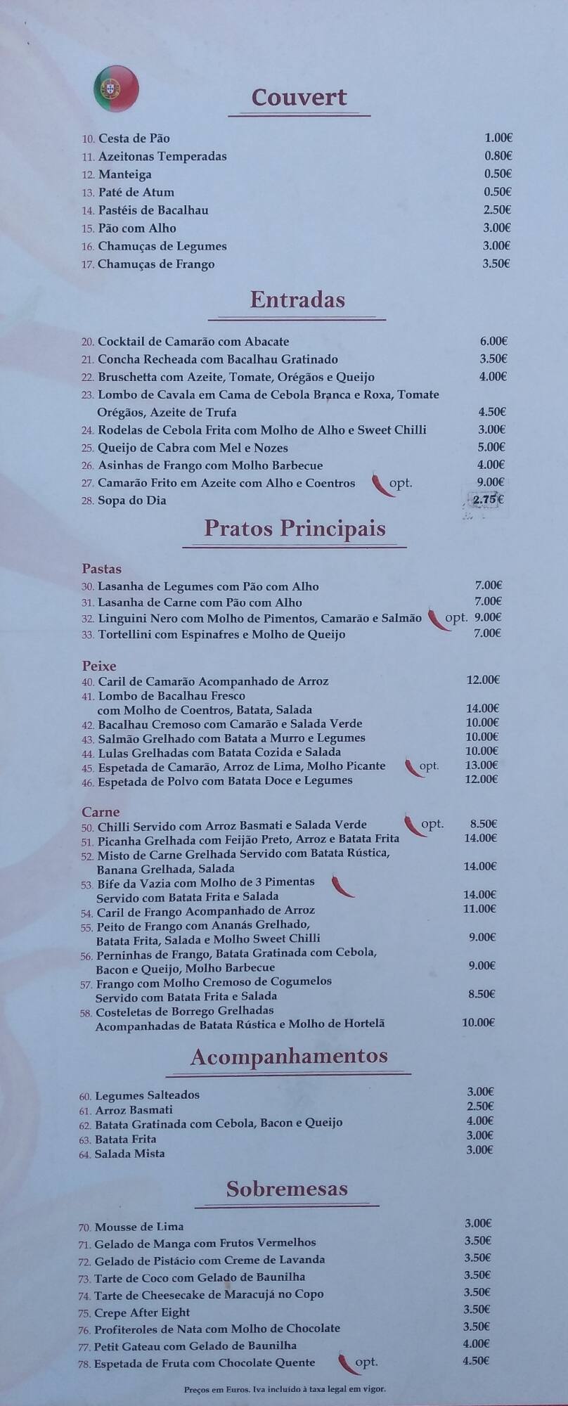 Carta de Chilli Pepper
