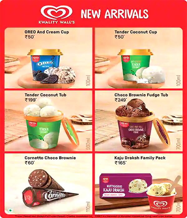 Kwality Wall’s Ice Cream And More menu