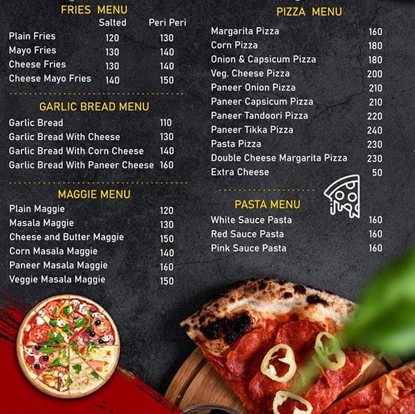 Menu of Mansi's Pizza Cafe, Mahalaxmi, Mumbai