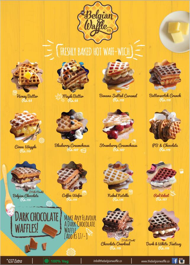 The Belgian Waffle Co Menu, Menu for The Belgian Waffle Co, Adajan Gam