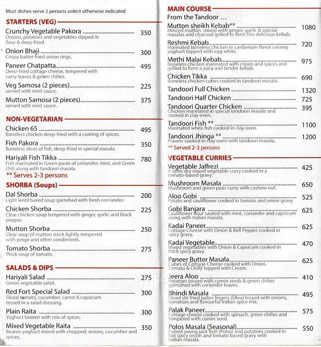 Red Fort Menu, Menu for Red Fort, Borella, Colombo 08, Colombo - Zomato ...