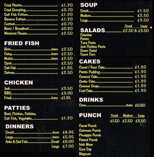 Menu at Peppers & Spice fast food, London, 40 Balls Pond Rd